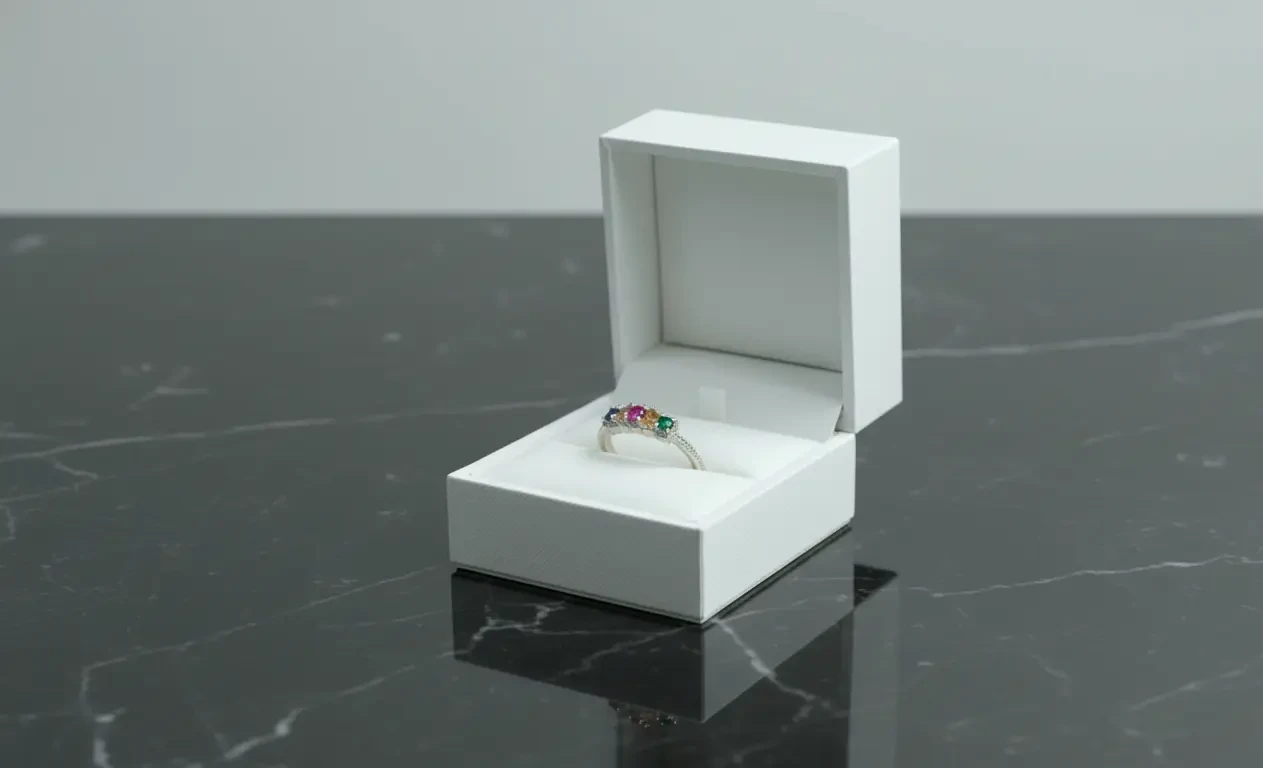 Anillo banda fina con zirconias multicolor