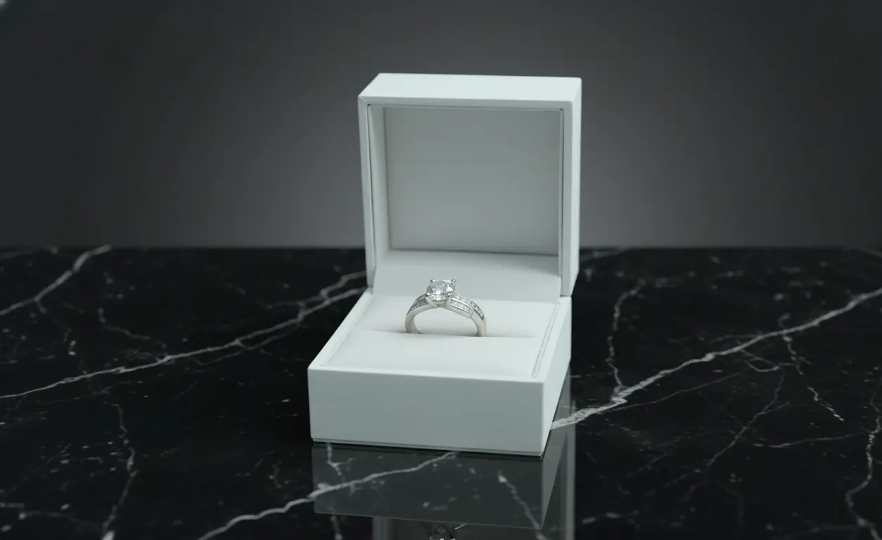 Solitaire Ring with Pavé Shoulder