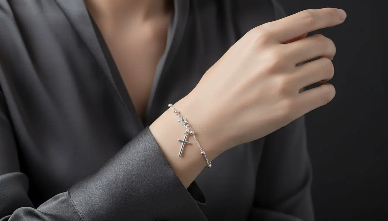 Vista de Beaded Bracelet with Cross Charm