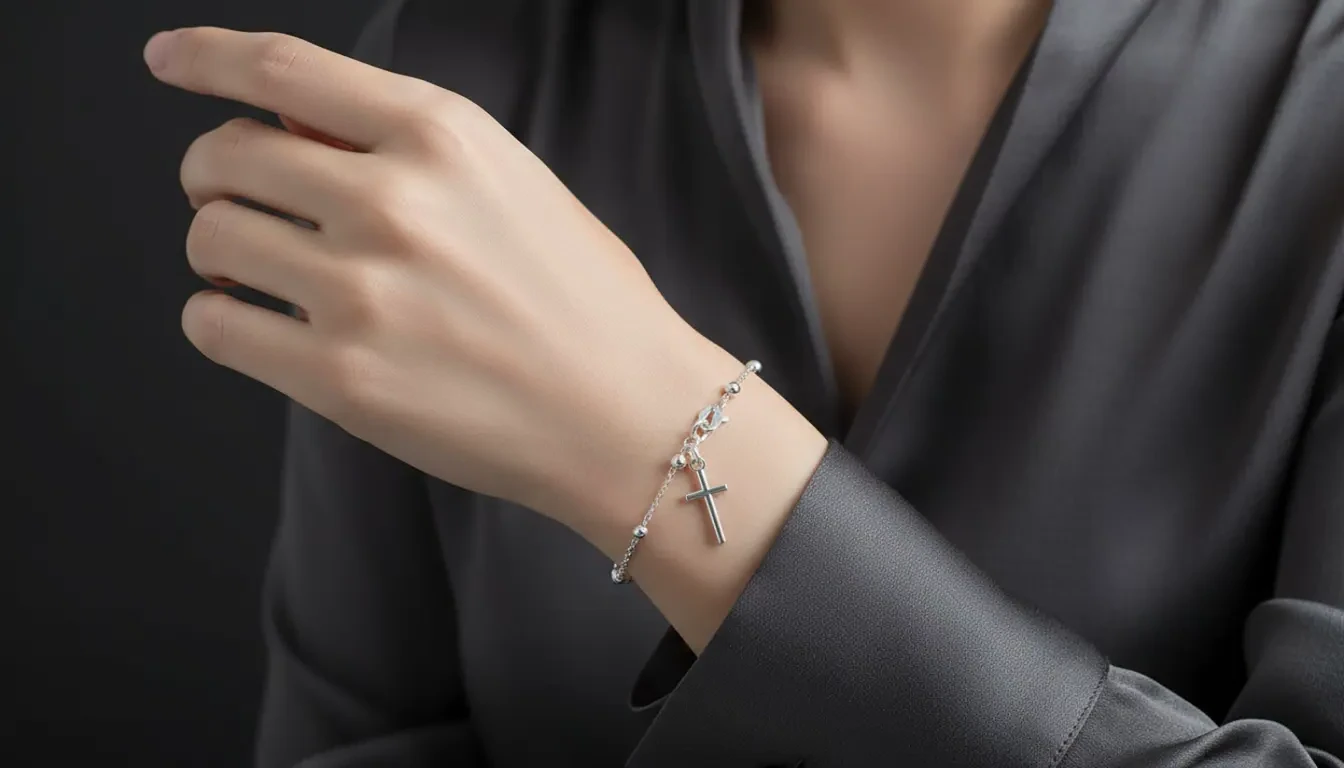 Vista de Beaded Bracelet with Cross Charm