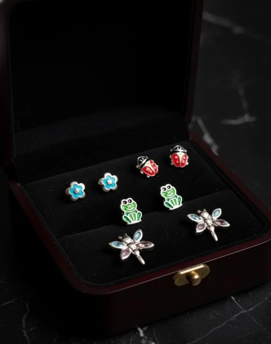 Vista de 925 Sterling Silver Topos Case - 4 Themed Pairs